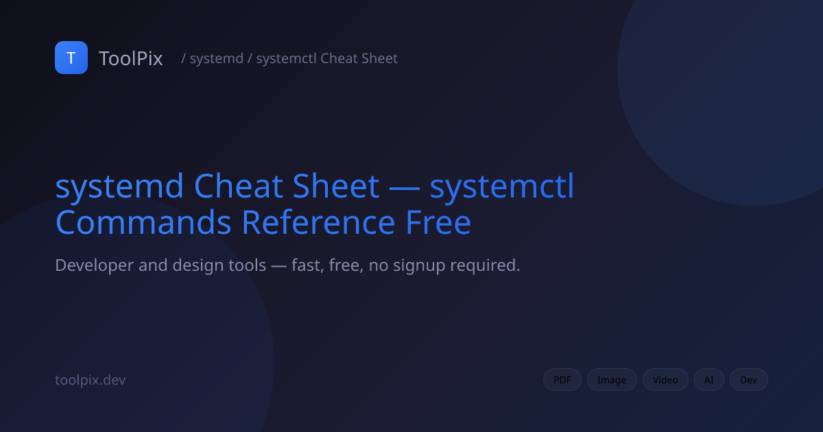 systemd Cheat Sheet — systemctl Commands Reference Free | ToolPix